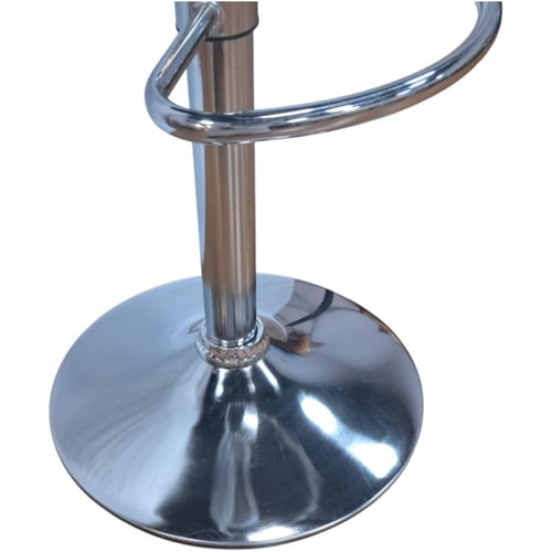 كرسي بار جلد اسود وقاعدة هيدروليك فضي YS8052-1