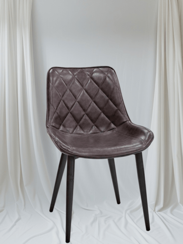 كرسي طعام جلد بني مع قاعدة ارجل حديد اسود GWD1321