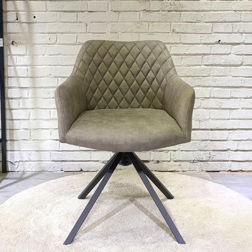 كرسي طعام وكافيه بيد قماش قطيفة مربعات اخضر زيتي D...