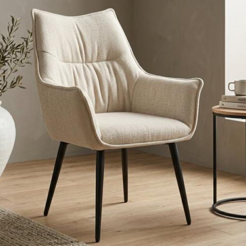 كرسي طعام و كافيه قطيفي اللون بيج ZH032BEIGE