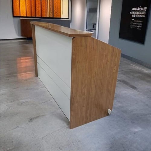 كاونتر استقبال خشبي مع أدراج 160 سم بني + ابيض