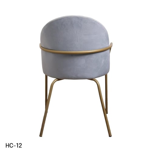 كرسي طعام وكافية قماش قطيفة رصاصي فاتح وقاعدة ارجل...