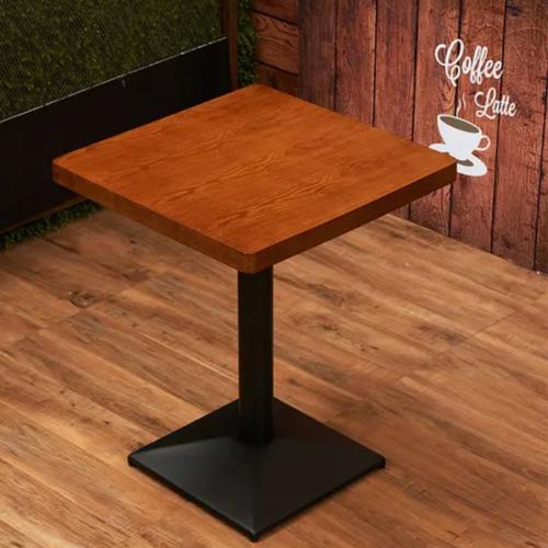 طاولة طعام خشب لون بني مربعه 60CM قاعدة حديد اسود...