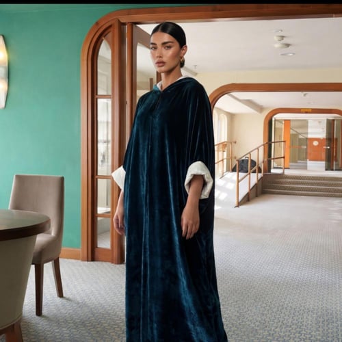 Turquoise Velvet Hoodie