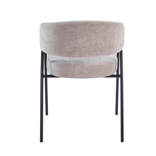 كرسي طعام مودرن مبطن بقماش ناعم مع أرجل معدنية سود...