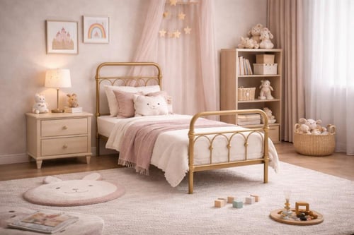 سرير أطفال حديد بتصميم كلاسيكي آمن متعدد الألوان