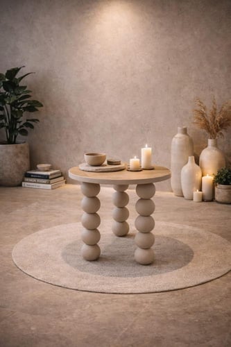 طاولة شاي مودرن بقاعدة كروية ولمسة خشبية أنيقة بأل...