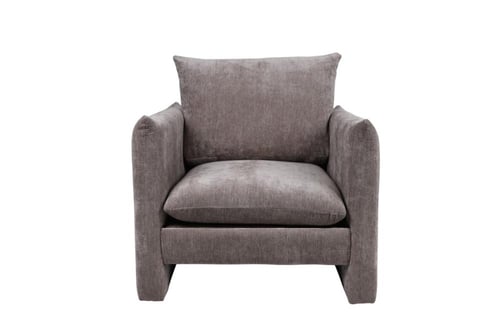 كنب مفرد مخملي بتصميم معماري عصري رمادي فاخر