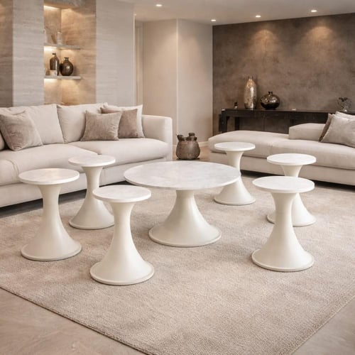 طقم طاولات شاي ميلامين – تصميم أنيق 1+6 بألوان متع...