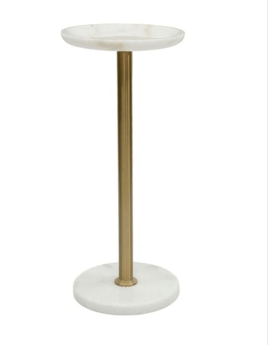 طاولة خدمة رخامية فاخرة بعمود معدني أنيق بتصميم مو...