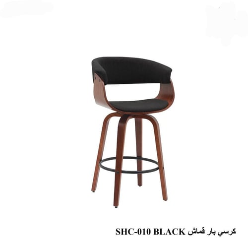 كرسي بار فاخر بقماش ناعم وهيكل خشبي أنيق ألوان متع...