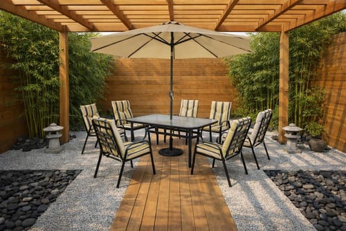 طقم طاولة طعام خارجية مع مظلة موفن هوم – تصميم عصر...