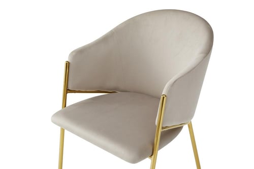 كرسي طعام مخملي بأرجل ذهبية وتصميم فاخر وألوان متع...