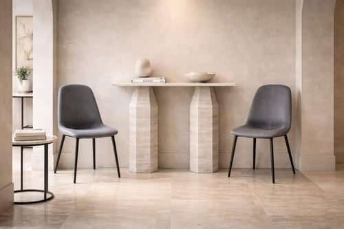 طاولة كونسول ترافرتين فاخرة بقاعدة هندسية