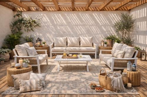 طقم كنب خارجي موفن هوم 7 أشخاص بهيكل ألمنيوم وحبال...