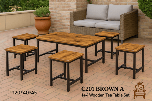 طقم جلسة خارجية خشبي – طاولة مع 4+1 (ألوان ومقاسات...