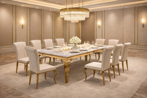 طقم طاولة طعام رخام ستانلس فاخر مع كراسي