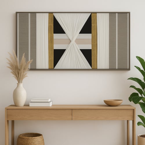 لوحة جدارية خشبية فنية بتفاصيل قماشية أنيقة