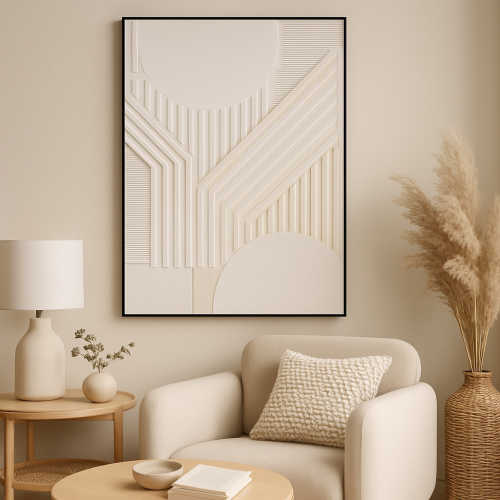 لوحة جدارية تصميم عصري ثلاثية الأبعاد بإطار أسود