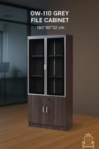 دولاب ملفات خشبي زجاجي بتصميم أنيق للمكاتب – 190x8...