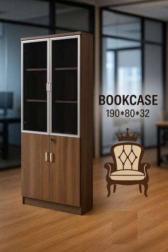 دولاب ملفات خشبي زجاجي بتصميم أنيق للمكاتب – 190x8...