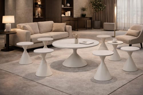 طقم طاولات شاي ميلامين – تصميم أنيق 1+6 بألوان متع...