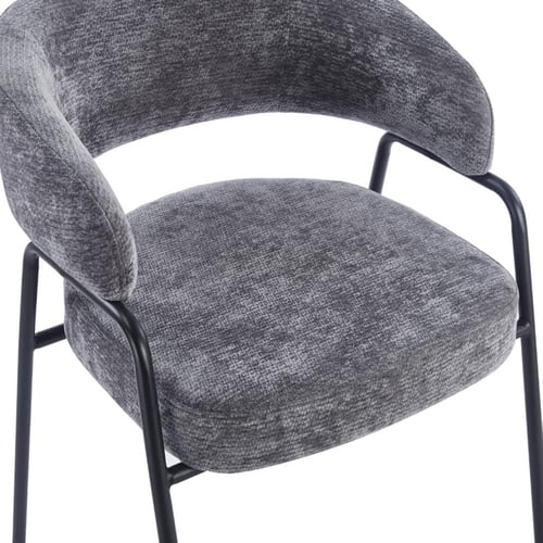 كرسي طعام مودرن مبطن بقماش ناعم مع أرجل معدنية سود...