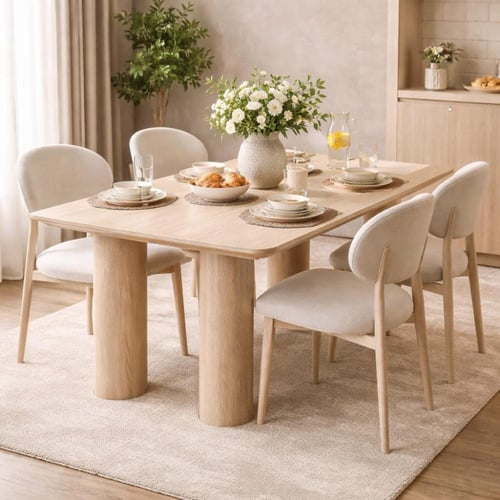 طاولة طعام رخام فاخرة مع كراسي قماش بتصميم عصري أن...