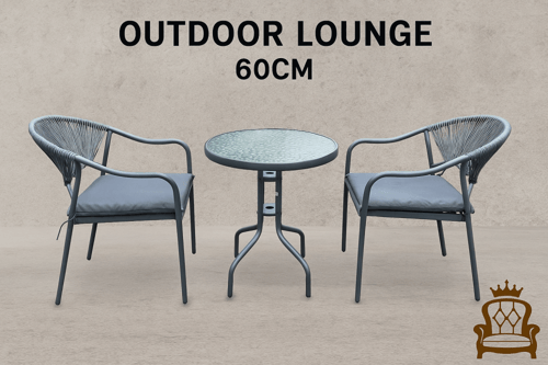 طقم جلسة خارجية 3 قطع (كرسيين + طاولة) بتصميم عصري