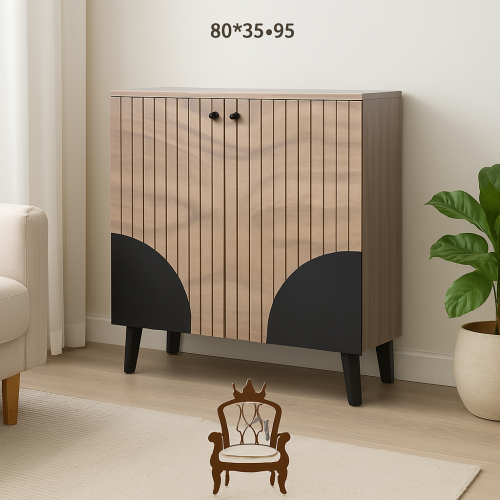 دولاب جانبي ماليزي خشبي وأسود تصميم عصري عملي بثلا...