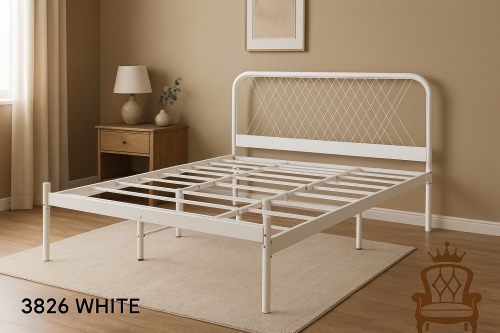 سرير حديد أبيض أنيق بتصميم عصري يجمع بين المتانة
