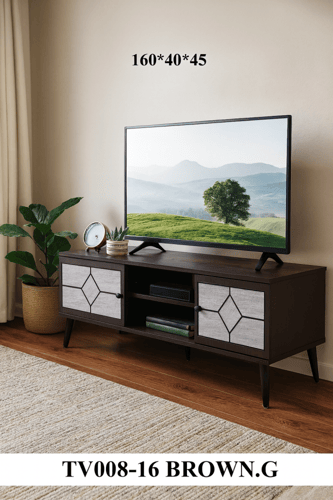 طاولة تلفزيون مودرن بلازما خشب – Beige & Brown