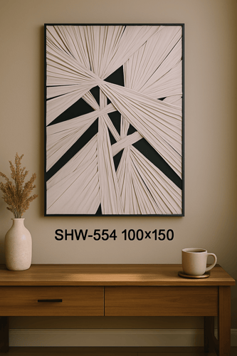 لوحة جدارية بيضاء واسود بتصميم أقمشة ثلاثي الأبعاد...