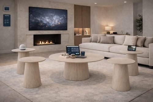 طقم طاولات شاي رخامي فاخر (طاولة وسط + 4 جانبية) ب...