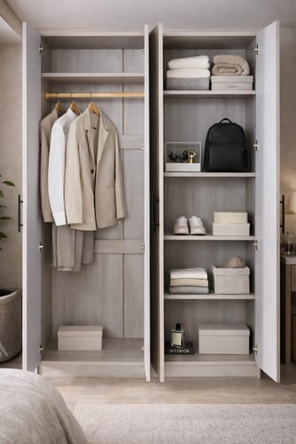 دولاب ملابس خشبي GREY بتقسيم داخلي – موفن هوم