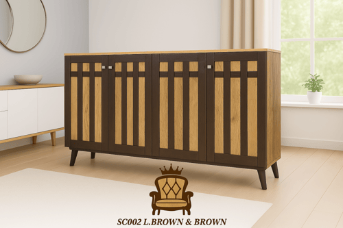 خزانة أحذية ماليزي خشبية بنية شرقية بثلاثة مقاسات