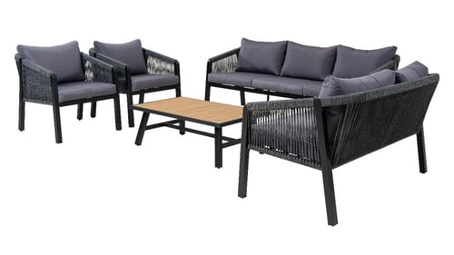 طقم جلسة خارجية ألمنيوم 7 أشخاص مع طاولة وسط اللون...