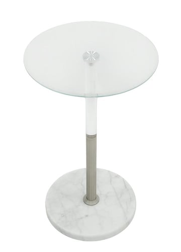 طاولة جانبية دائرية فاخرة بسطح زجاجي وقاعدة رخامية...