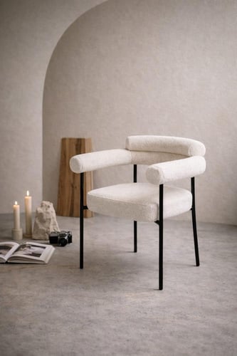 كرسي بوكلية بتصميم معاصر بإطار معدني أنيق بألوان م...