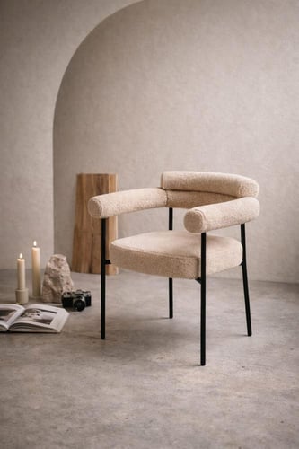 كرسي بوكلية بتصميم معاصر بإطار معدني أنيق بألوان م...