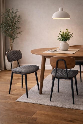 كرسي طعام جلدي فاخر بتصميم مبطن ولمسة عصرية ألوان...