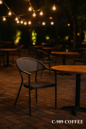 كرسي حديقة ومقهى خارجي معدني بتصميم شبكي