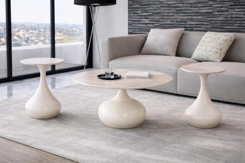 طاولة جانبية دائرية فاخرة بقاعدة نحتية – موفن هوم...