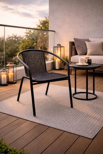 كرسي بتصميم راتان معدني – استخدام داخلي وخارجي بأل...