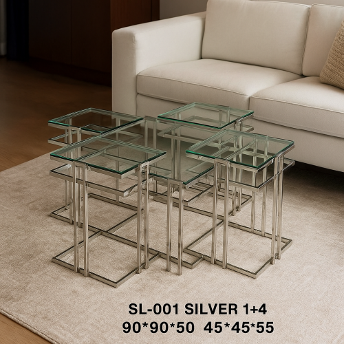 طقم طاولات كونسول أكريليك فاخر (1 طاولة كبيرة + 4...