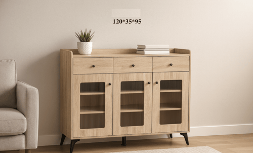 خزانة متعددة الأغراض بلون الخشب الطبيعي