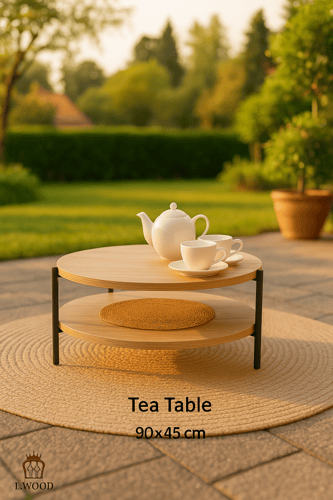 طاولة قهوة دائرية خشبية تصميم أنيق 90x90x45 متوفرة...