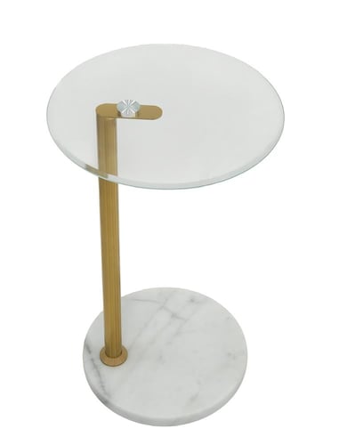 طاولة جانبية رخامية بسطح زجاجي فاخرة وألوان متعددة