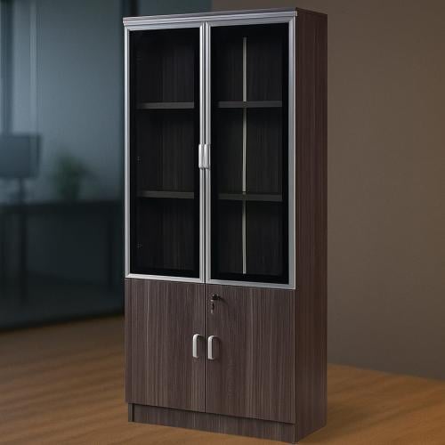 دولاب ملفات خشبي زجاجي بتصميم أنيق للمكاتب – 190x8...