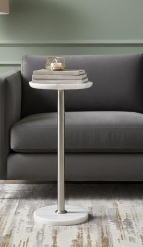 طاولة خدمة رخامية فاخرة بعمود معدني أنيق بتصميم مو...